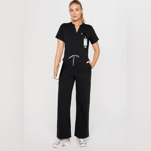 Fabletics Empower Wide leg Black Scrub Jumpsuit- Medium